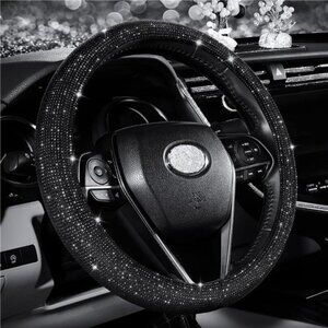 Diamond Steering Wheel Cover for Women Men Girls, Bling Crystal Rhinestones